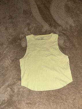 American Eagle Outfitters Light Yellow Green Ribbed Cropped Tank